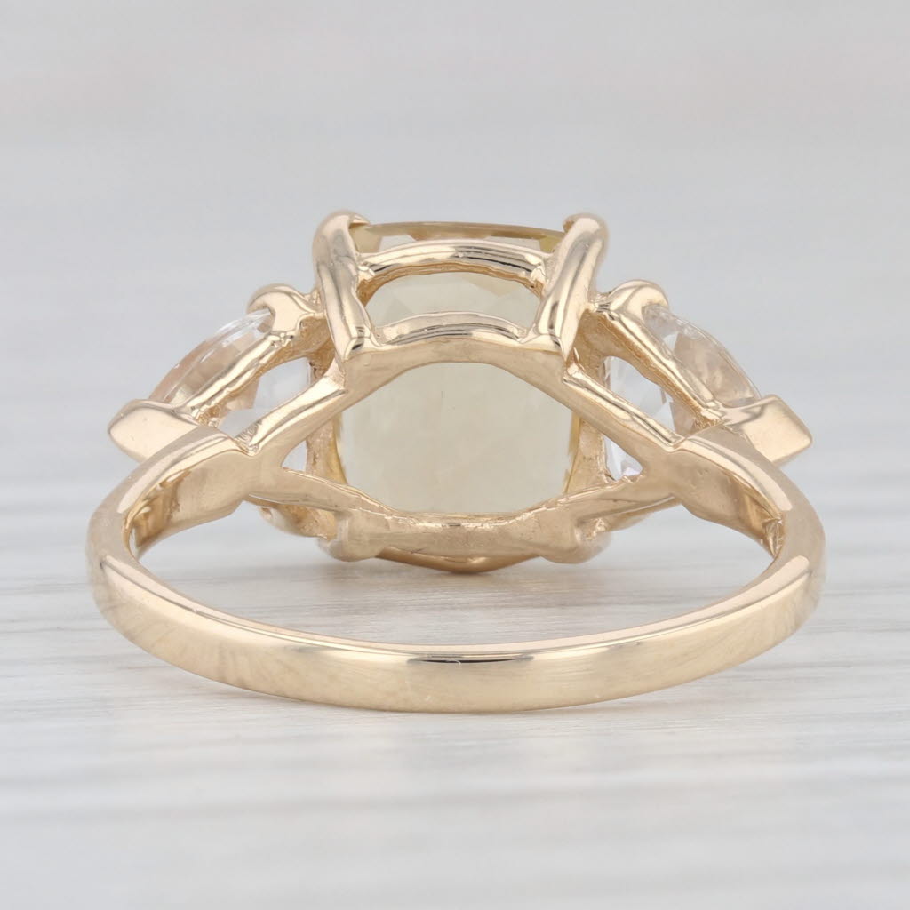 Light Gray 3.90ctw Yellow Heliodor Goshenite Quartz Ring 14k Gold Size 8