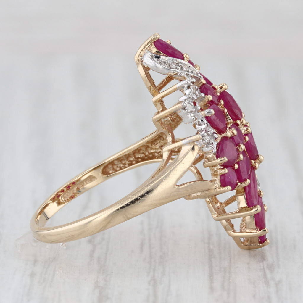 2.84ctw Ruby Diamond Flower Cluster Ring 10k Yellow Gold Size 7.25 Cocktail