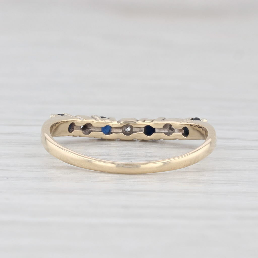 Light Gray 0.33ctw Blue Sapphire Diamond Contoured Ring Guard Stackable Size 6.75 14k Gold