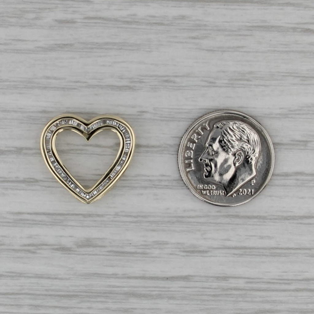 0.25ctw Diamond Open Heart Pendant 10k Yellow Gold Floating Drop
