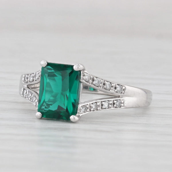 Light Gray 1.28ctw Lab Created Emerald Diamond Ring 10k White Gold Size 6.75 Engagement