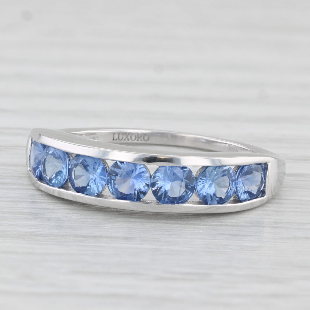 Light Gray 2.55ctw Blue Sapphire Ring 10k White Gold Stackable Wedding Anniversary Band