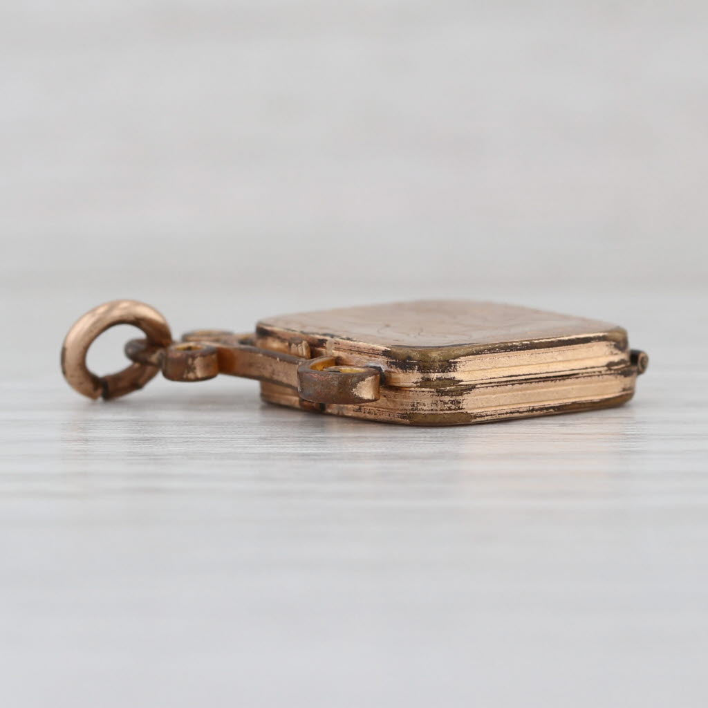 Victorian Engraved Locket Pendant Fob Gold Filled Antique