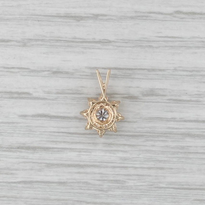 0.41ctw Diamond Flower Pendant 14k Yellow Gold Small Drop