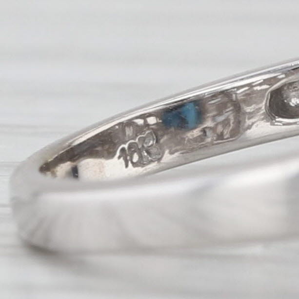 0.72ctw Emerald Cut Sapphire Diamond Halo Ring 10k White Gold Size 6