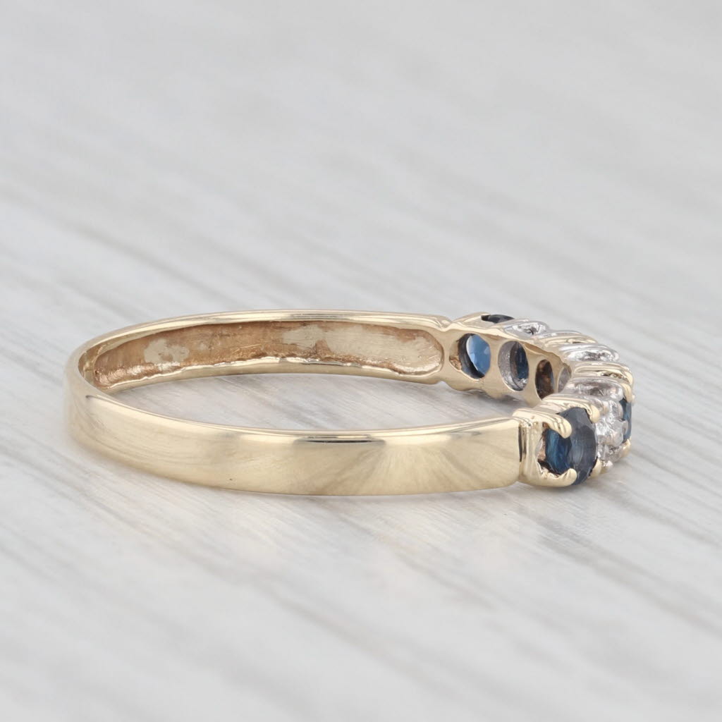 Light Gray 0.34ctw Blue Sapphire Diamond Ring 10k Yellow Gold Size 6 Stackable Wedding Band