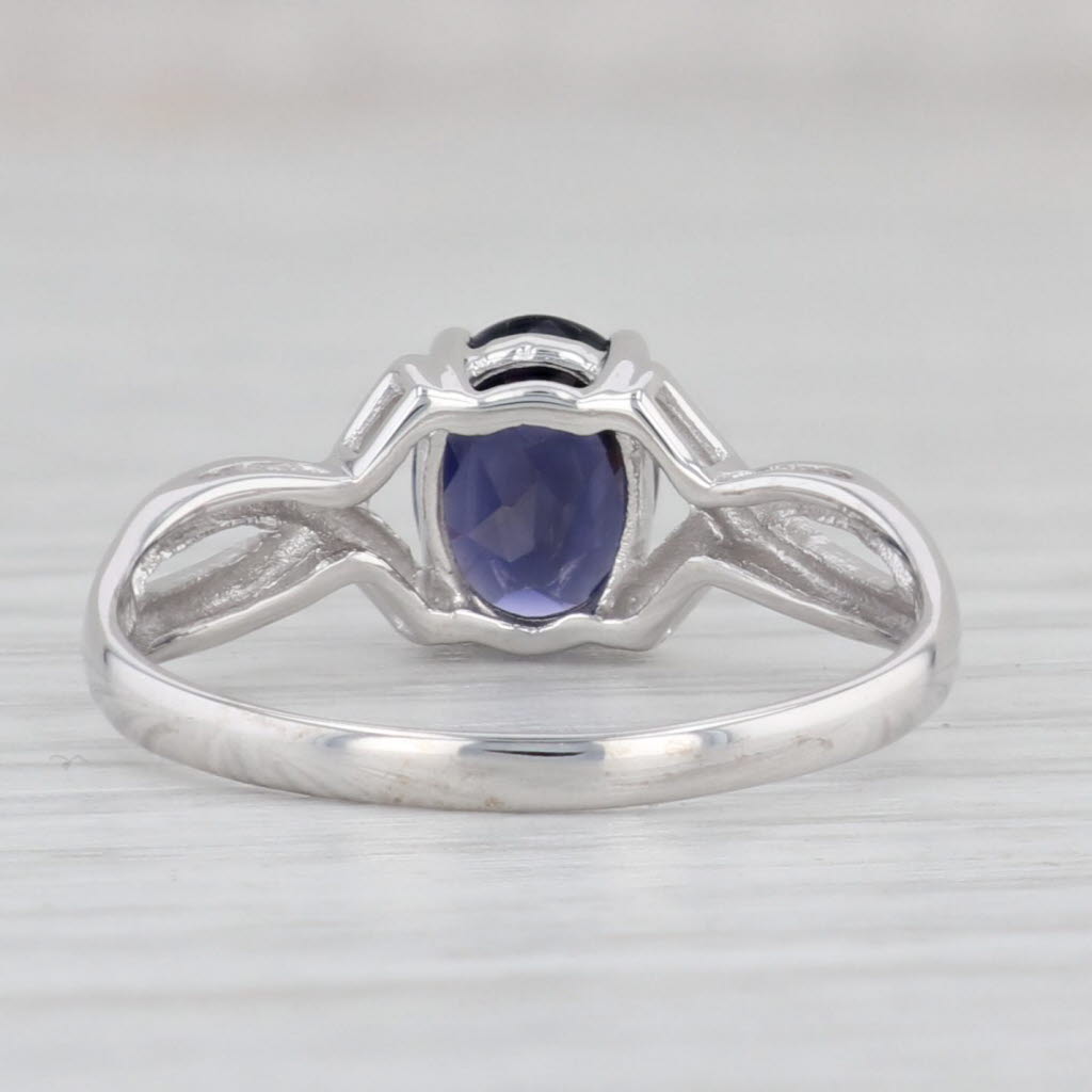 Light Gray 1.10ct Oval Iolite Solitaire Ring 10k White Gold Size 8.25