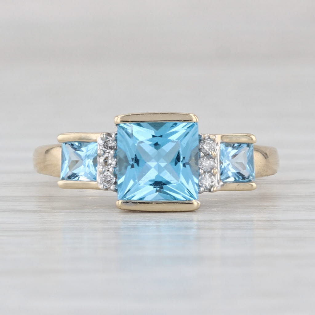 1.72ctw Blue Topaz Diamond Ring 10k Yellow Gold Size 5.75