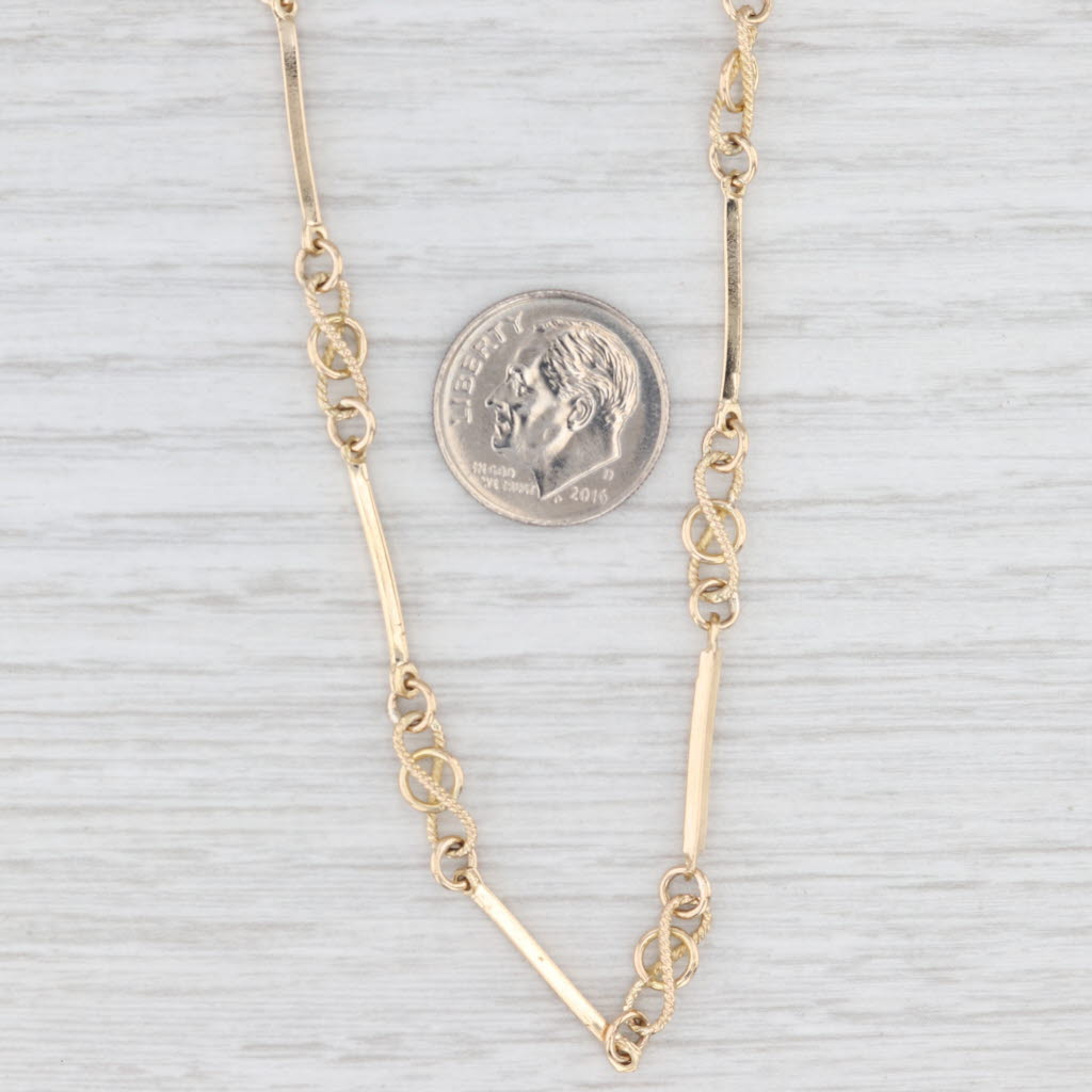 Light Gray Knot Bar Link Necklace 14k Yellow Gold 23.25" 4.2mm