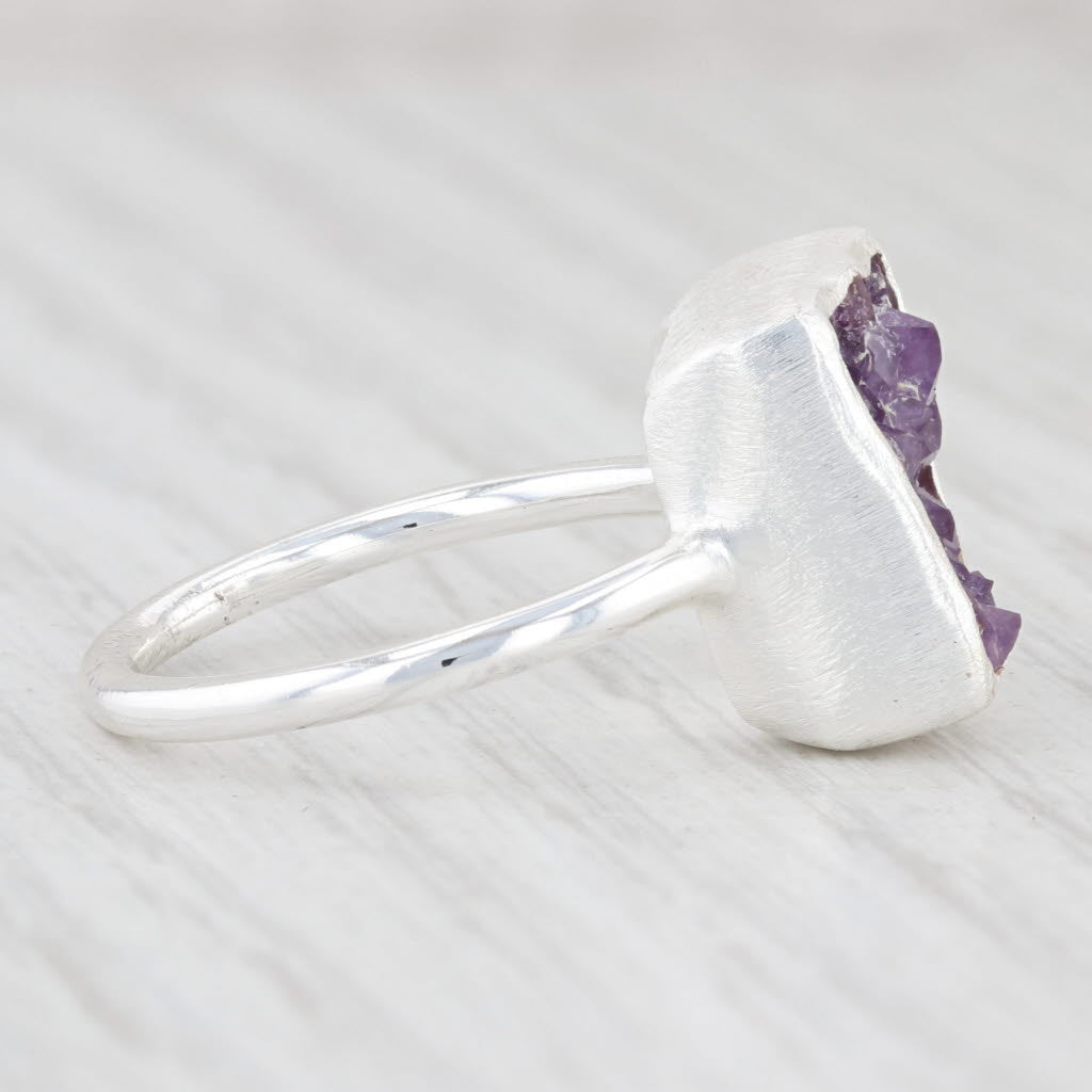 New Nina Wynn Amethyst Druzy Ring Sterling Silver Size 7 Statement