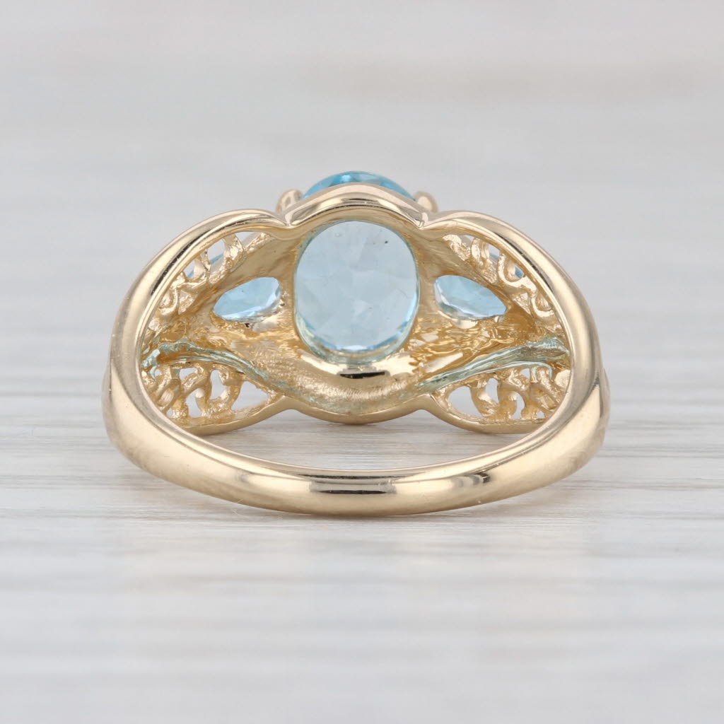 2.37ctw Oval Blue Topaz Ring 14k Yellow Gold Size 6.25