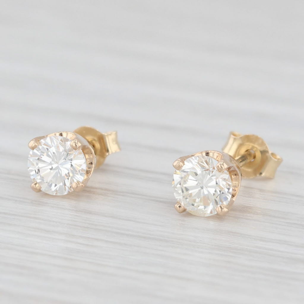 Light Gray 0.50ctw Diamond Round Solitaire Stud Earrings 14k Yellow Gold