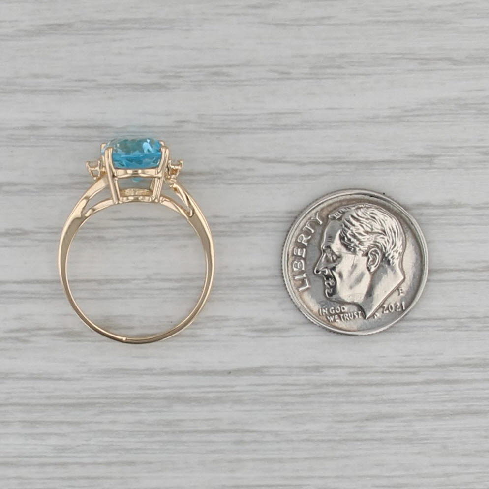 3.24ctw Blue Topaz Diamond Bypass Ring 14k Yellow Gold Size 6.25