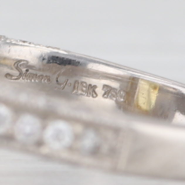 Simon G 5.42ctw Yellow Princess Cubic Zirconia Halo Ring 18k White Gold Size 5.5