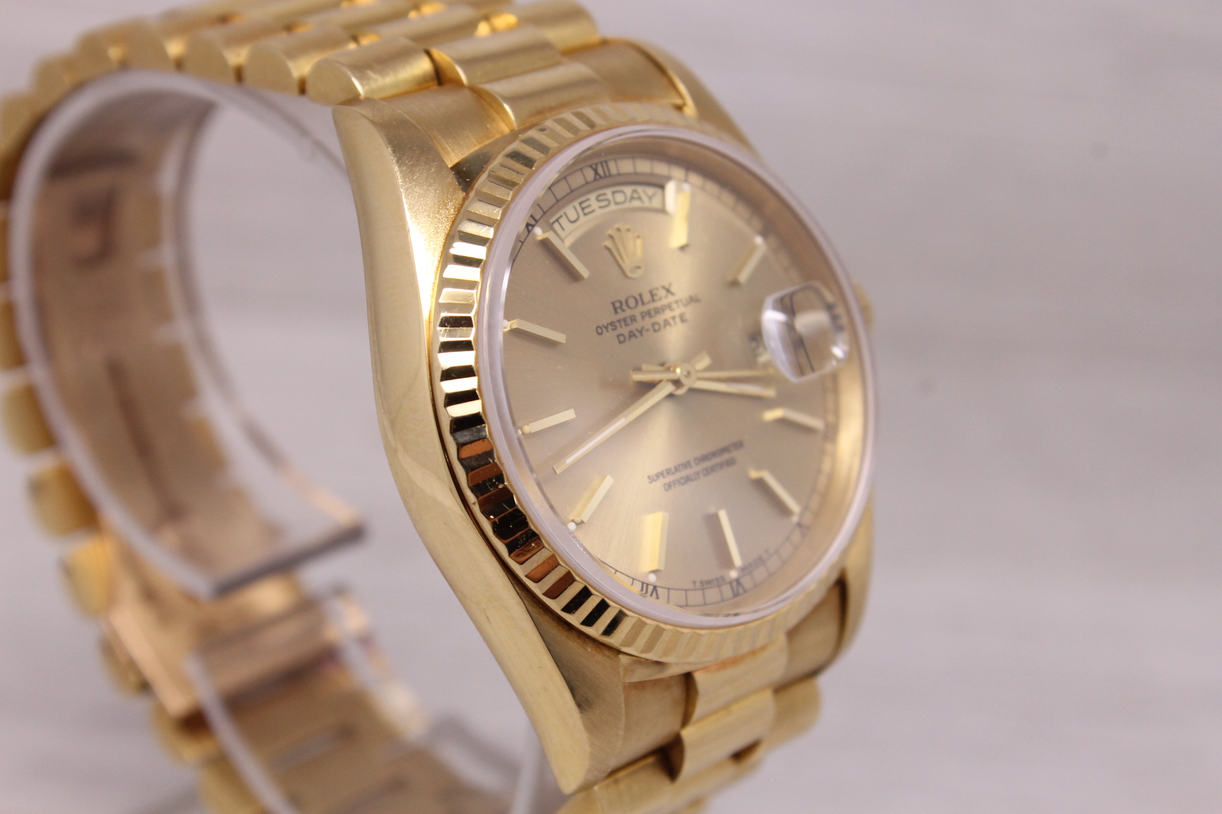 Vintage 1989 Rolex Day Date 18238 Mens 36mm 18k Gold President Watch Box & More
