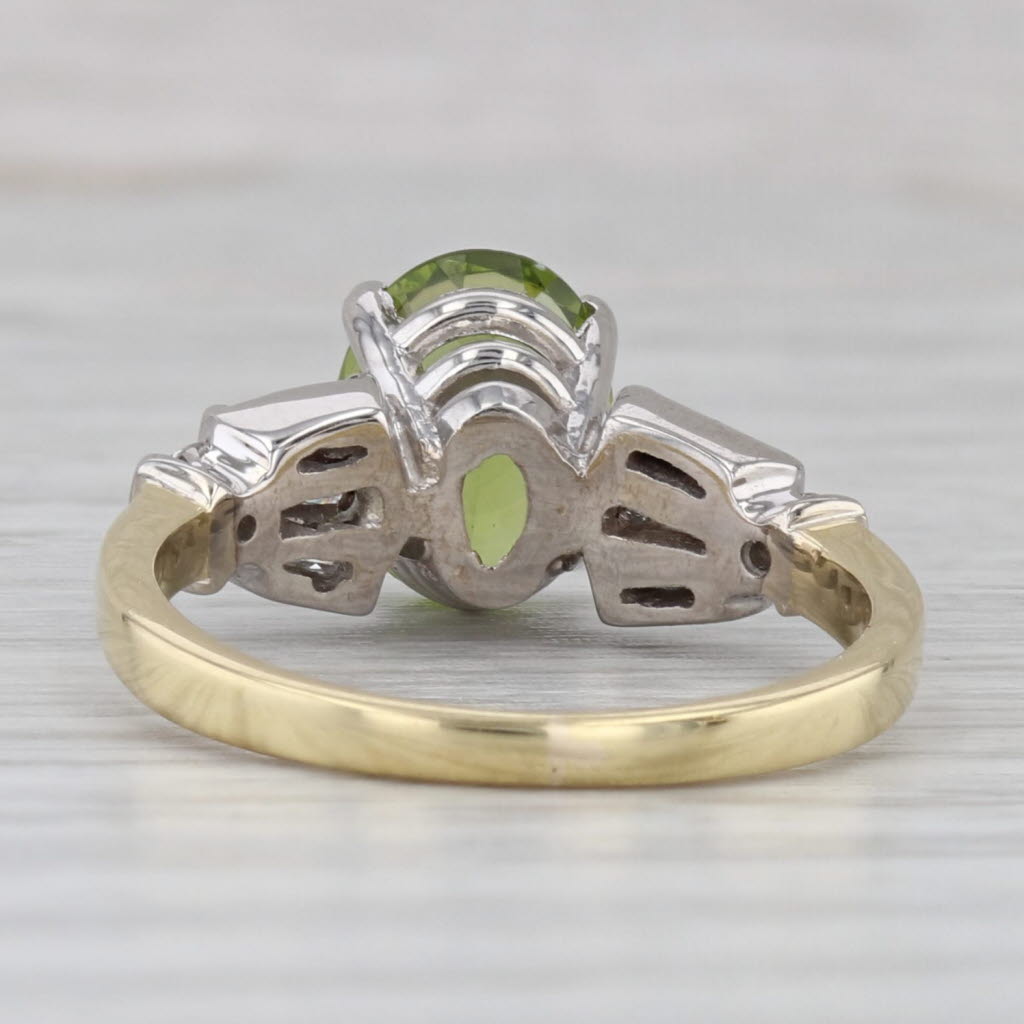 Gray 2.60ctw Oval Peridot Diamond Ring 18k White Yellow Gold Size 6.75