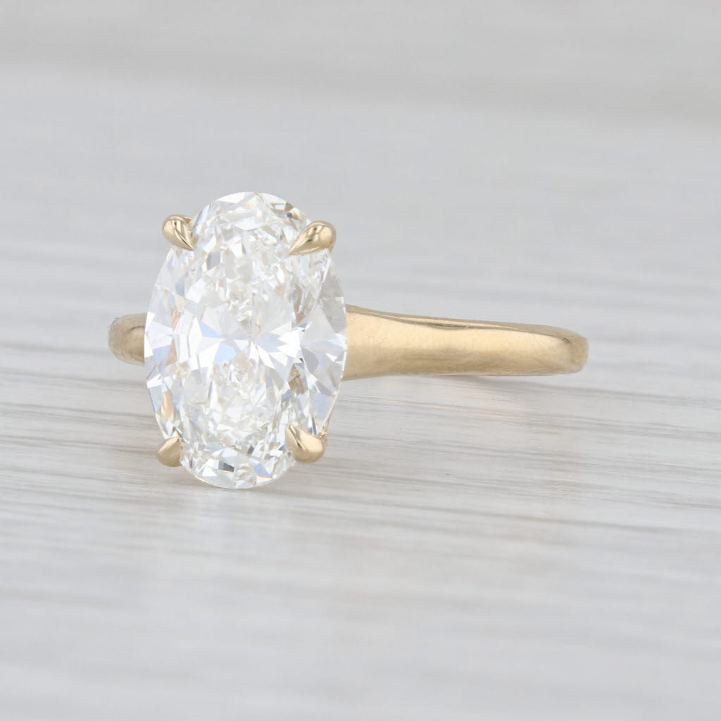 IGI 3.51ct F VS1 Oval Lab Grown Diamond Engagement Ring 14k Yellow Gold Size 7.5