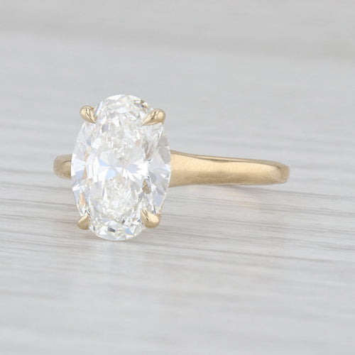 IGI 3.51ct F VS1 Oval Lab Grown Diamond Engagement Ring 14k Yellow Gold Size 7.5