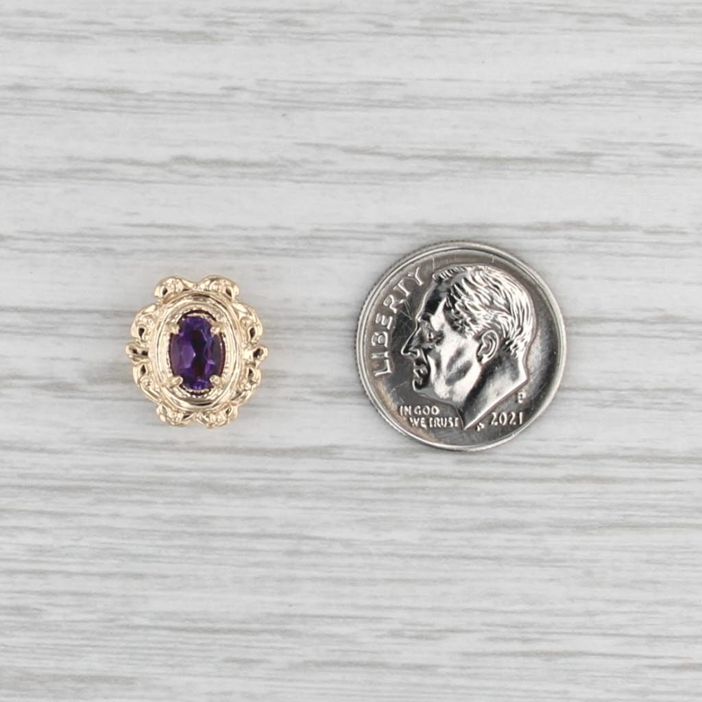 0.42ct Oval Amethyst Solitaire Slide Bracelet Charm 14k Gold Richard Glatter