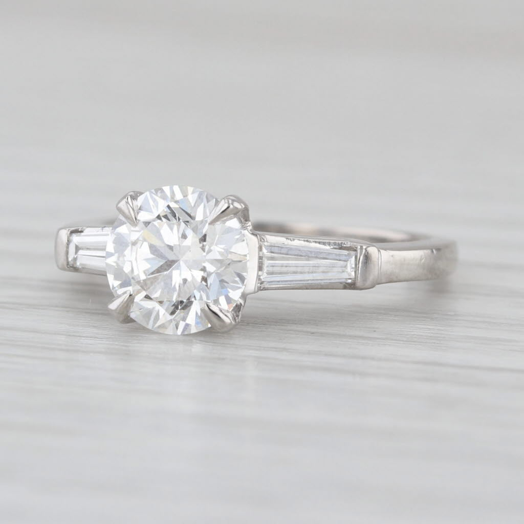 Vintage 1.64ctw IGI Round Lab Grown Diamond Engagement Ring Platinum Size 5.5