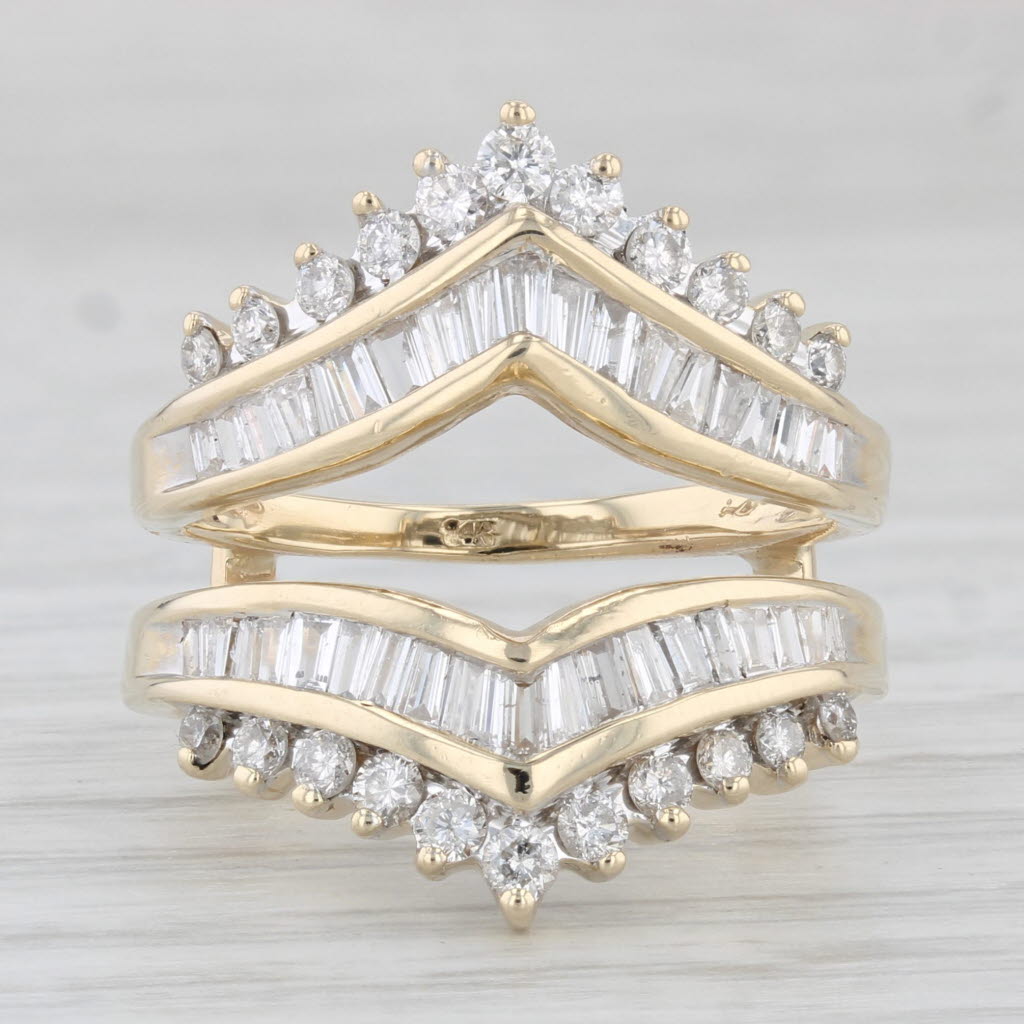 Light Gray 1.05ctw Diamond Ring Jacket Guard 14k Yellow Gold Size 7.25 Bridal