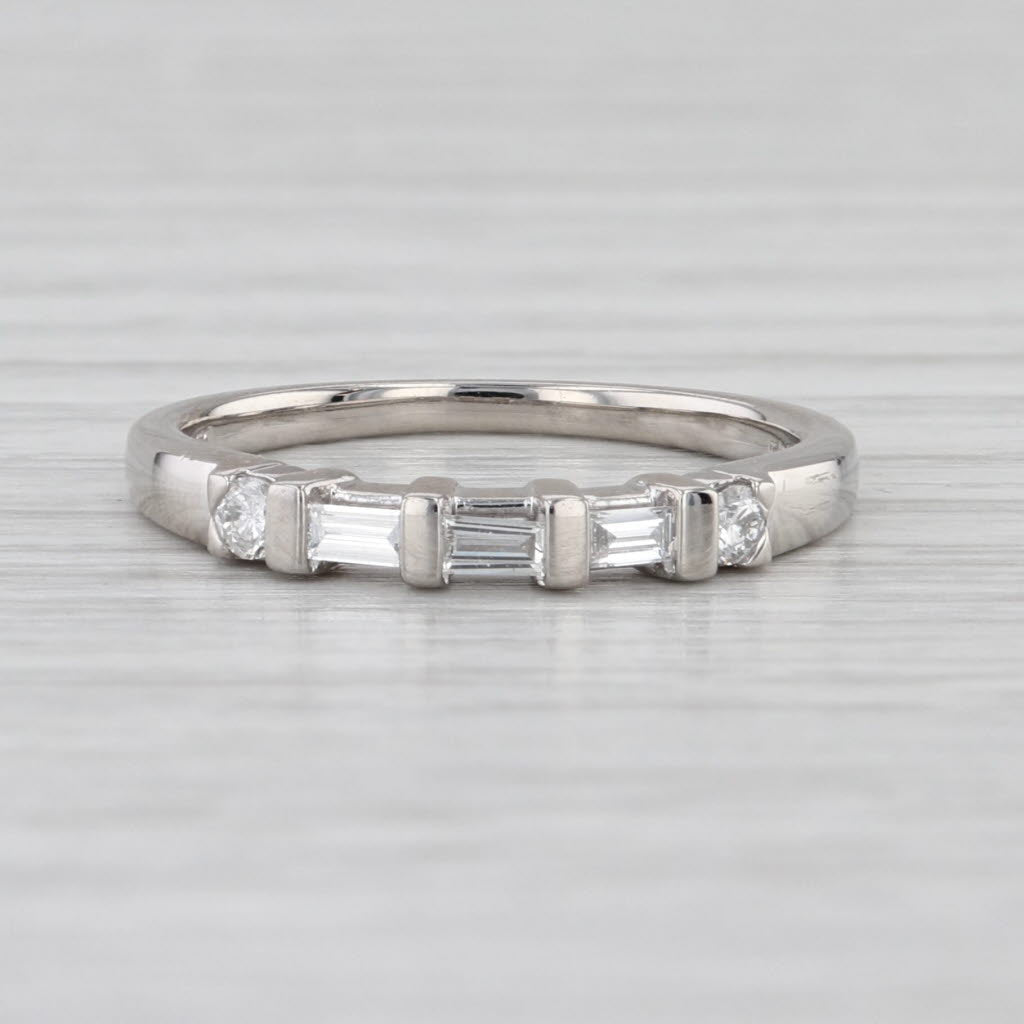 0.26ctw Baguette Diamond Wedding Band 950 Platinum Sz 6.5 Stackable Anniversary