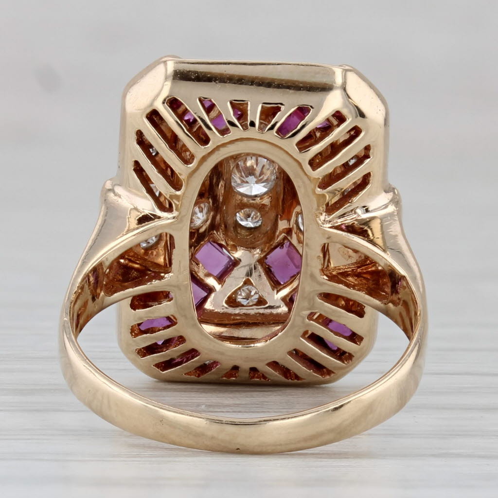 Gray 1.24ctw Tiered Diamond Ruby Ring 14k Yellow Gold Size 4.75