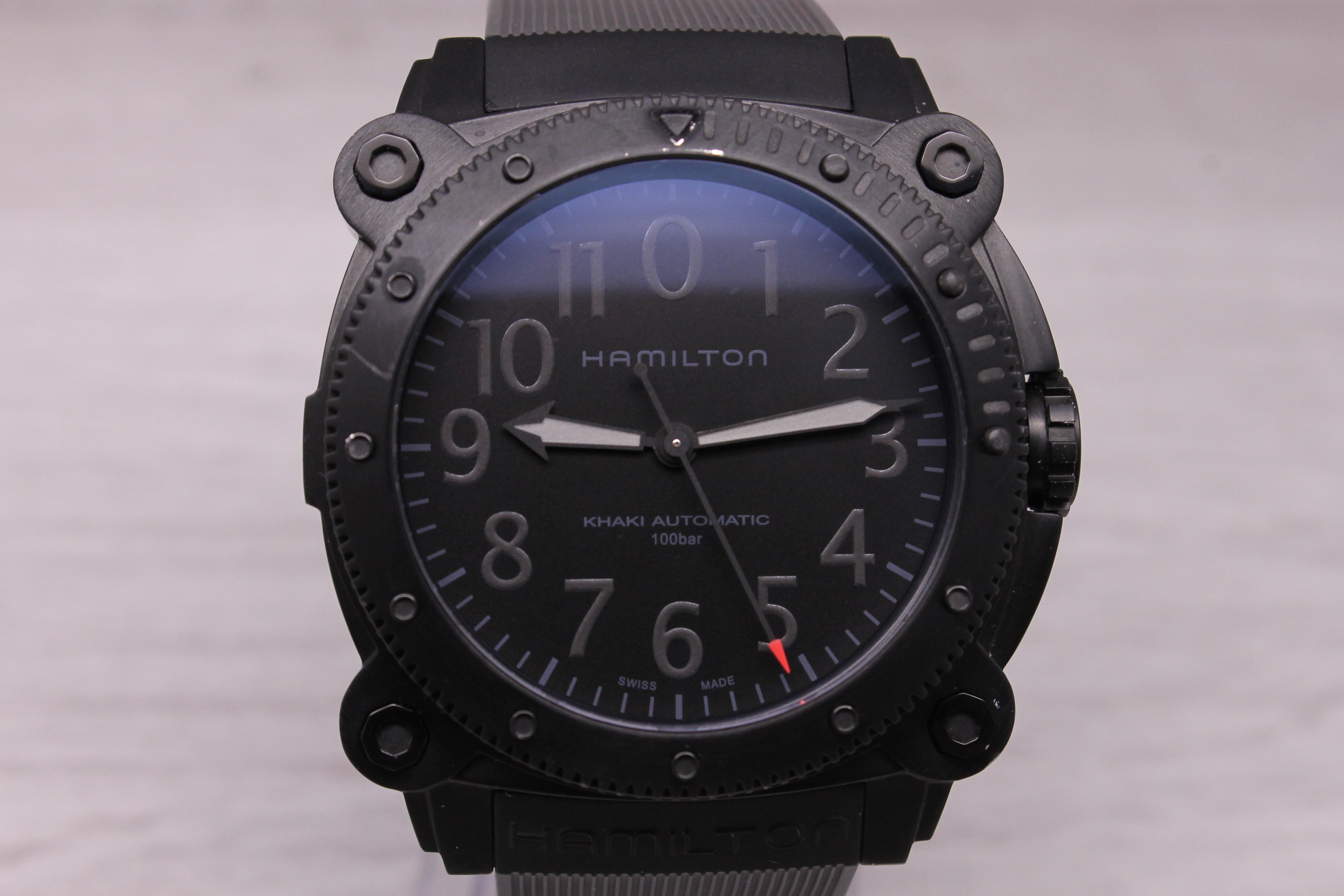 Hamilton Below Zero Khaki Mens Black Titanium Automatic Watch w Ice Box H785050