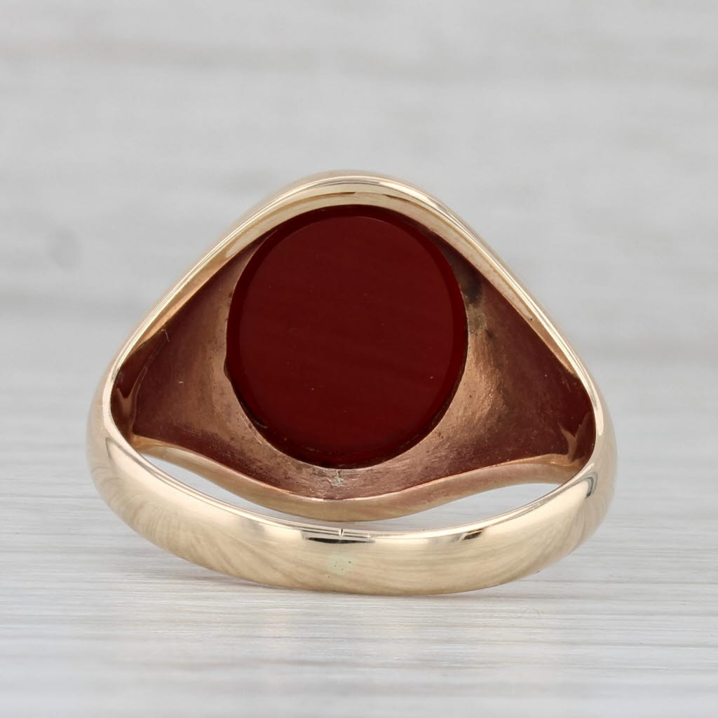Gray Vintage Chalcedony Signet Ring 14k Yellow Gold Size 8 British Hallmarks
