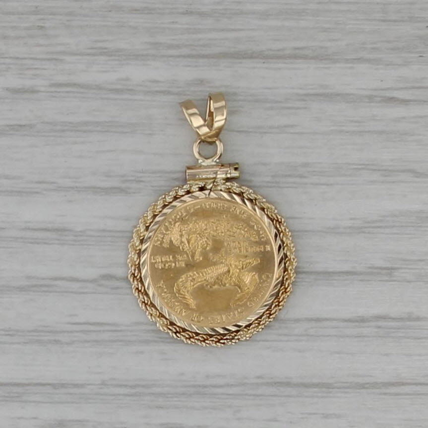 2000 1/10 oz American Gold Eagle Coin Pendant 14k 22k Gold Walking Liberty