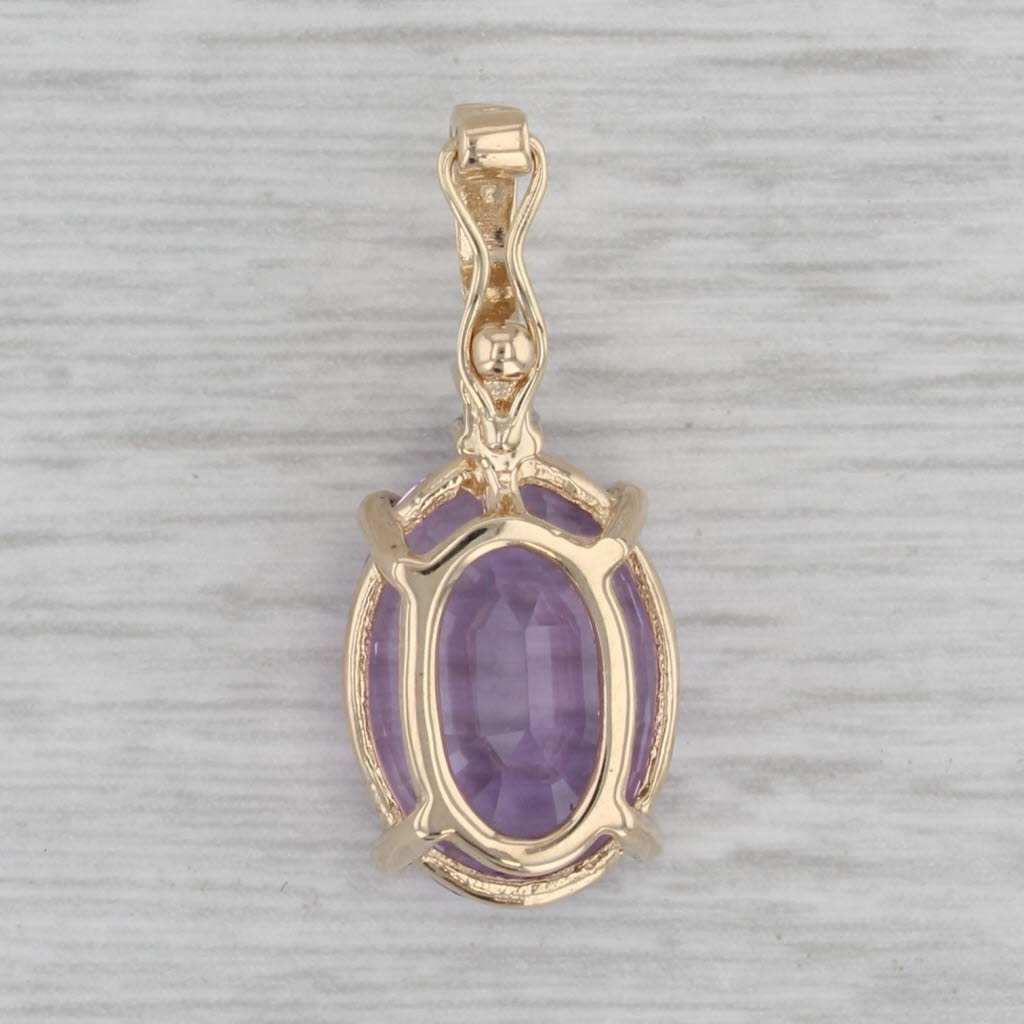 Gray 5.77ct Oval Amethyst Enhancer Pendant 14k Yellow Gold Diamond Accent