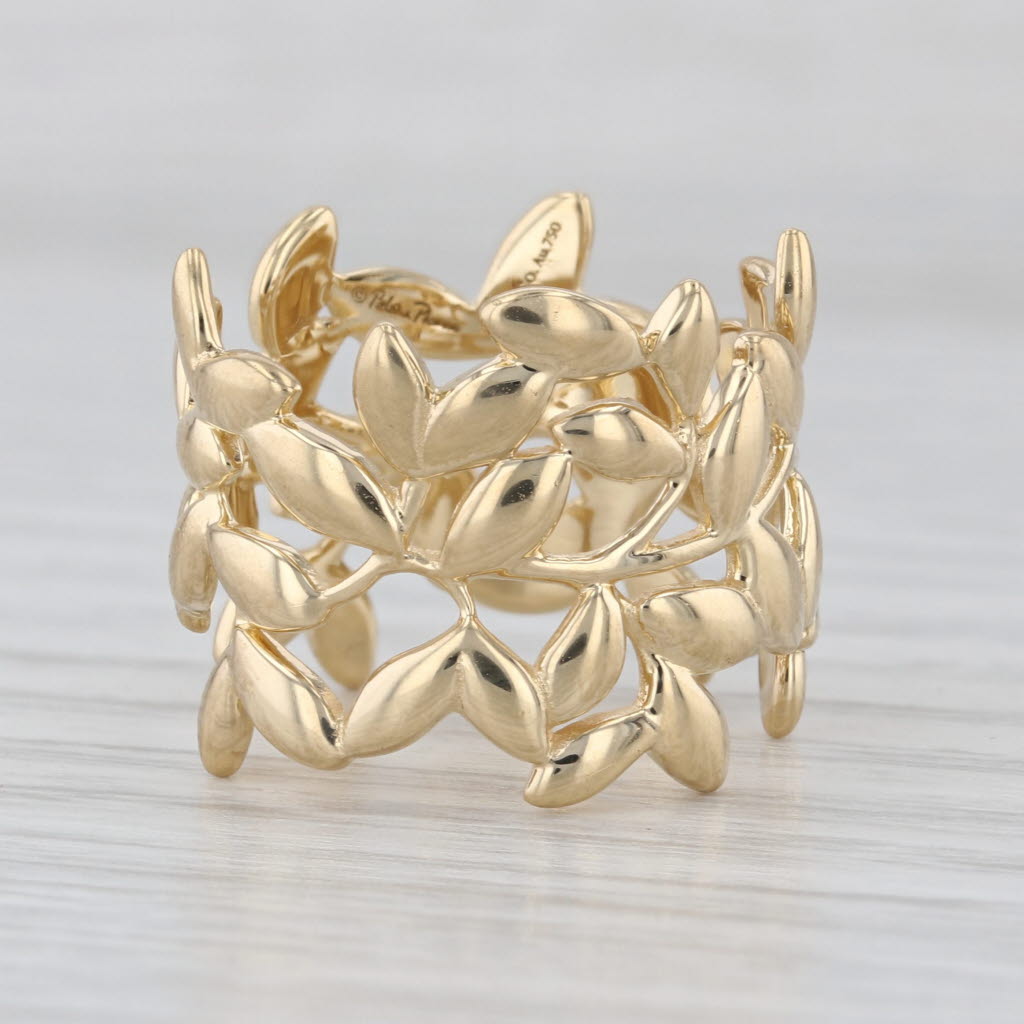 Tiffany & Co Paloma Picasso Olive Leaf Ring w/ Pouch 18k Yellow Gold Size 6 Band