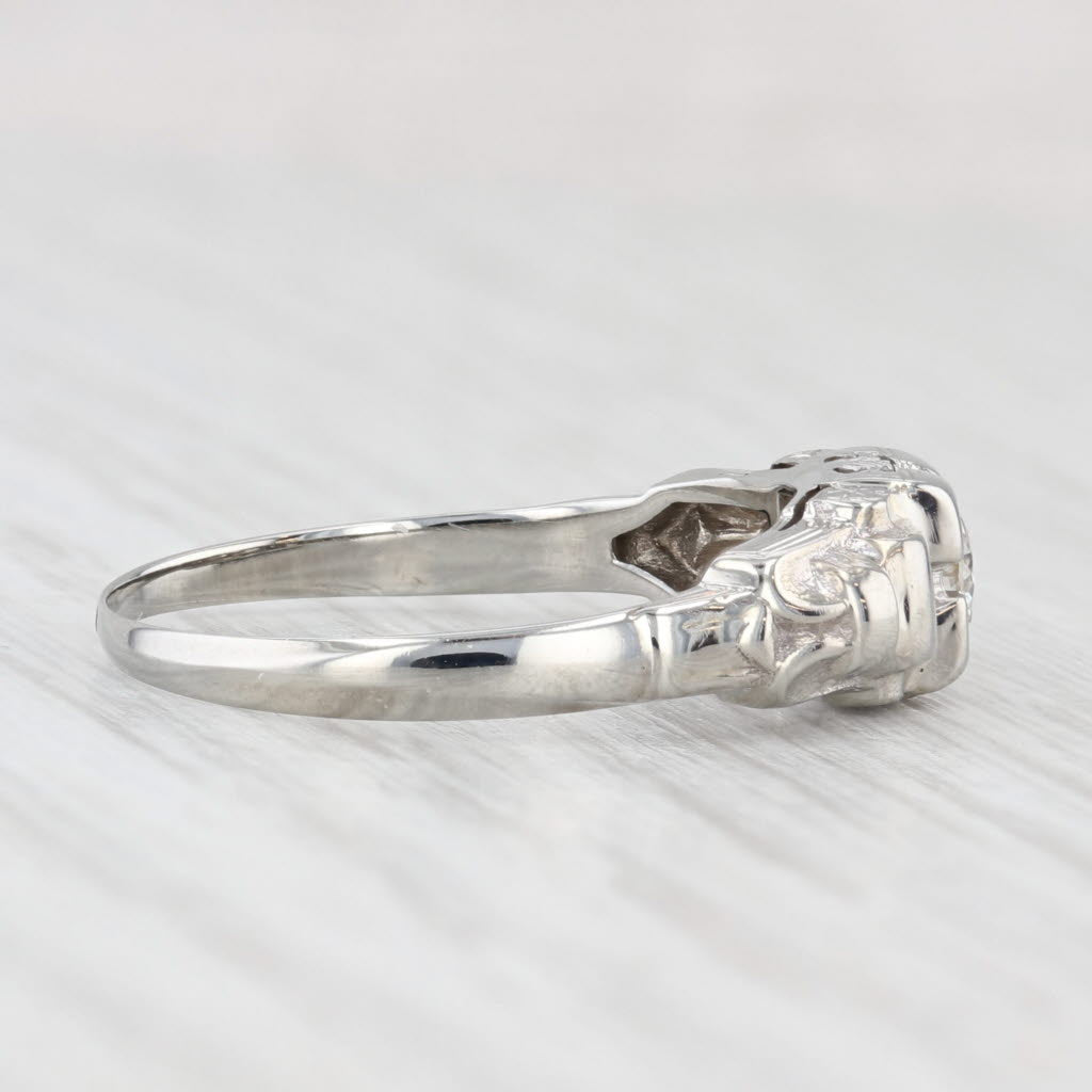 Light Gray Vintage 0.15ctw Transitional Diamond Engagement Ring 18k White Gold Size 7.5