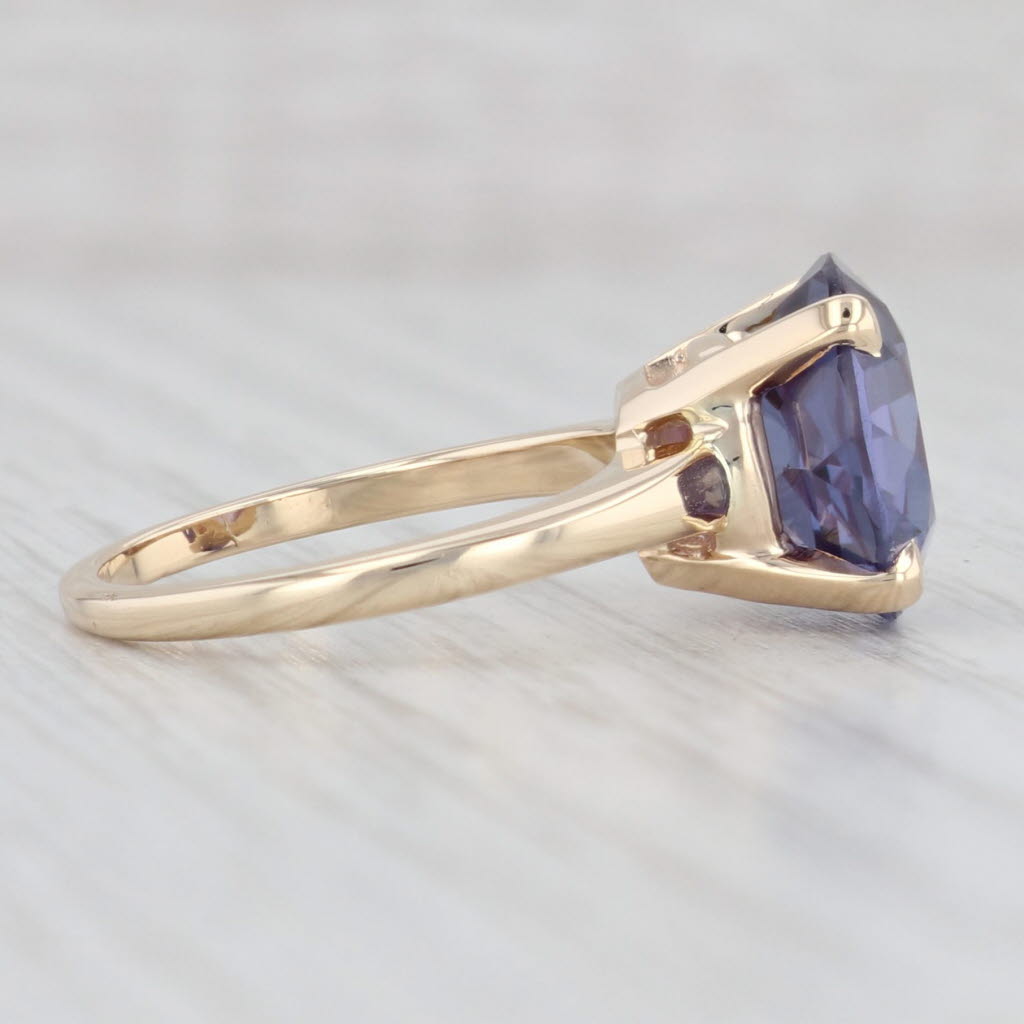 Light Gray 5.40ct Lab Created Color Change Sapphire Ring 14k Gold Size 6.5 Round Solitaire