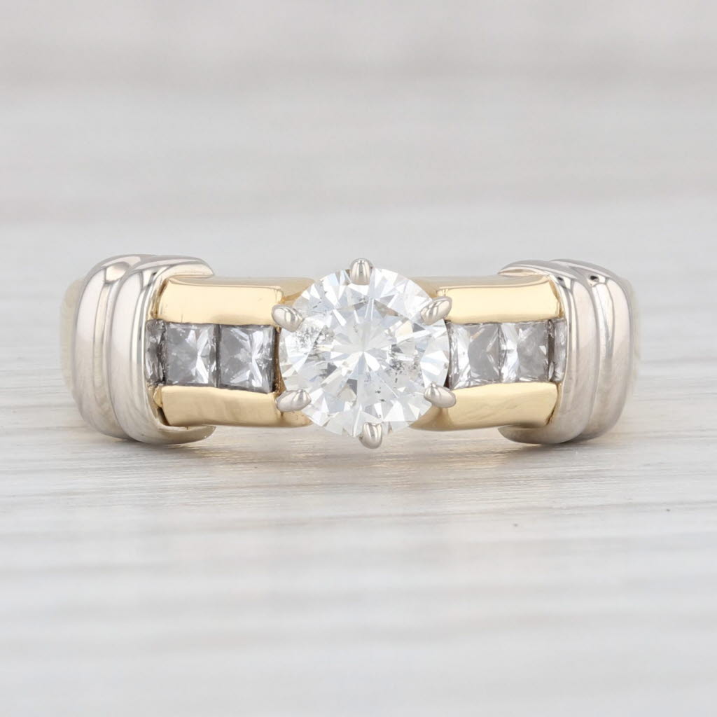 Light Gray 0.89ctw Round Diamond Engagement Ring 18k Yellow Gold Size 5.75