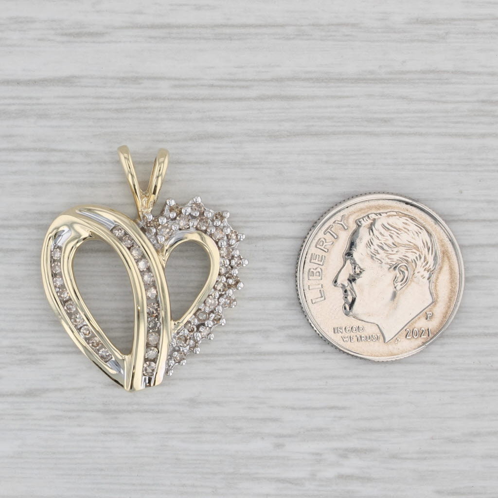Gray 0.30ctw Diamond Heart Pendant 10k Yellow Gold