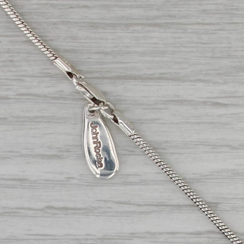 Abstract Cross Pendant Necklace Sterling Silver 18" Snake Chain John Rocha