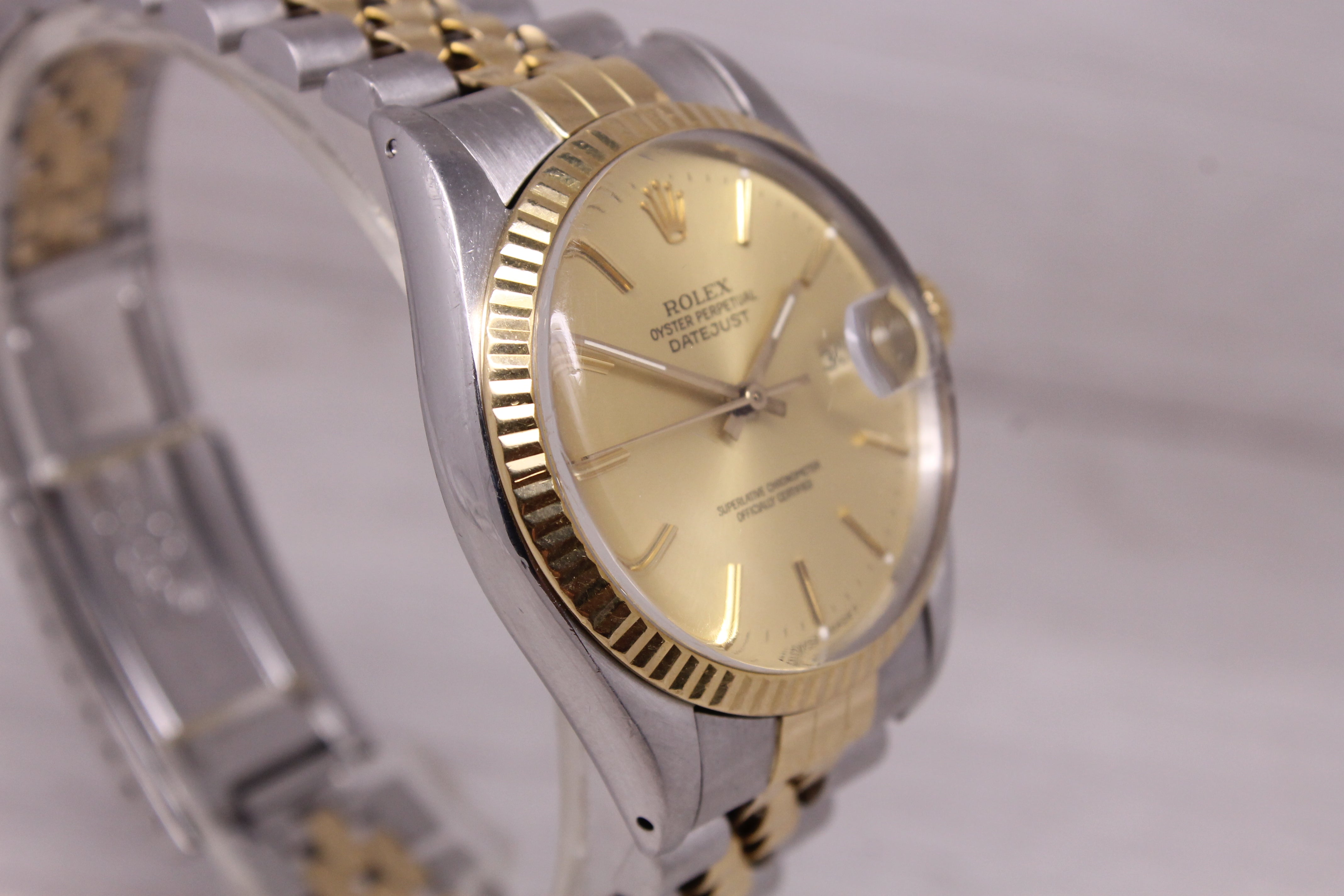 Vintage 1987 Rolex Datejust 16013 Mens 18k Steel Automatic Watch Jubilee Lemon