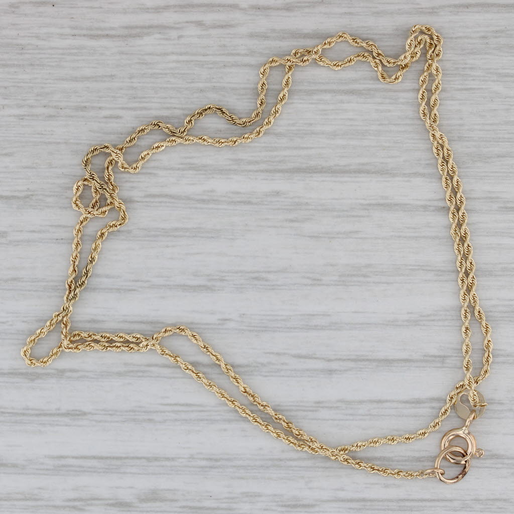 Gray 18.25" 1.3mm Rope Chain Necklace 14k Yellow Gold