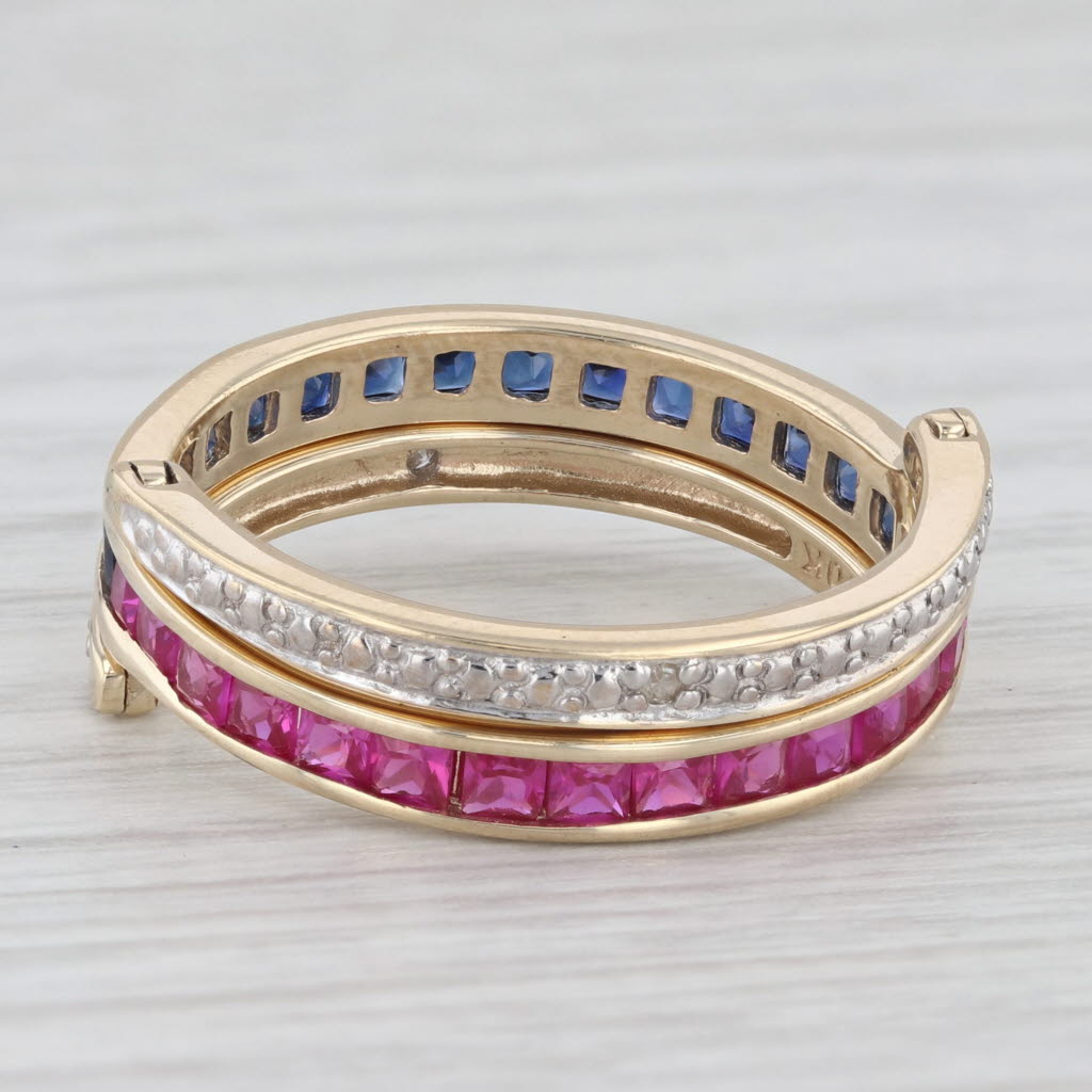 Light Gray 2.10ctw Lab Created Ruby Sapphire Diamond Reversible Flip Ring 10K Gold Size 9