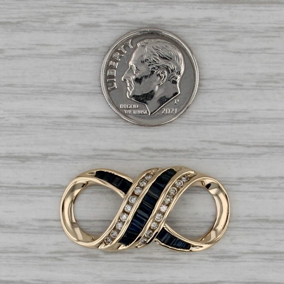 1.18ctw Blue Sapphire Diamond Infinity Knot Slide Pendant 14k Yellow Gold