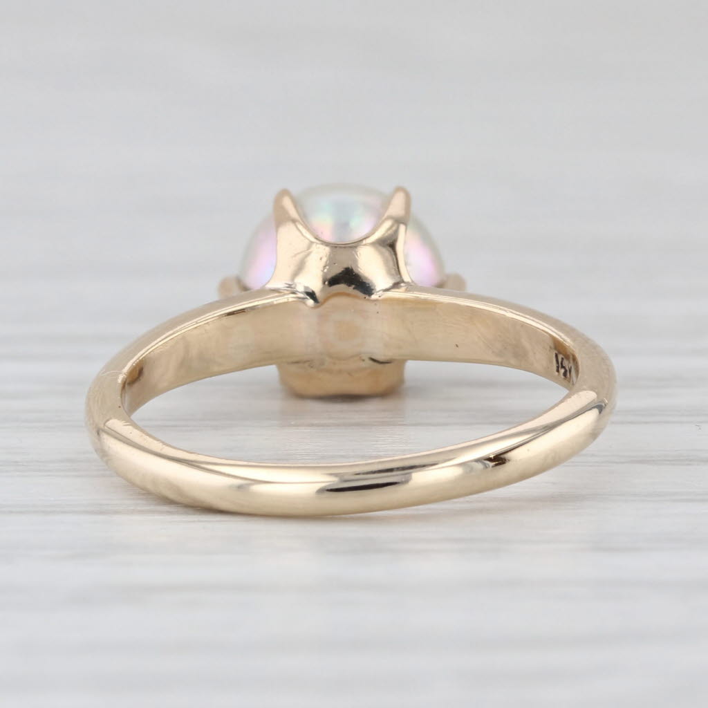 Gray Saltwater Cultured Pearl Solitaire Ring 14k Yellow Gold Size 5