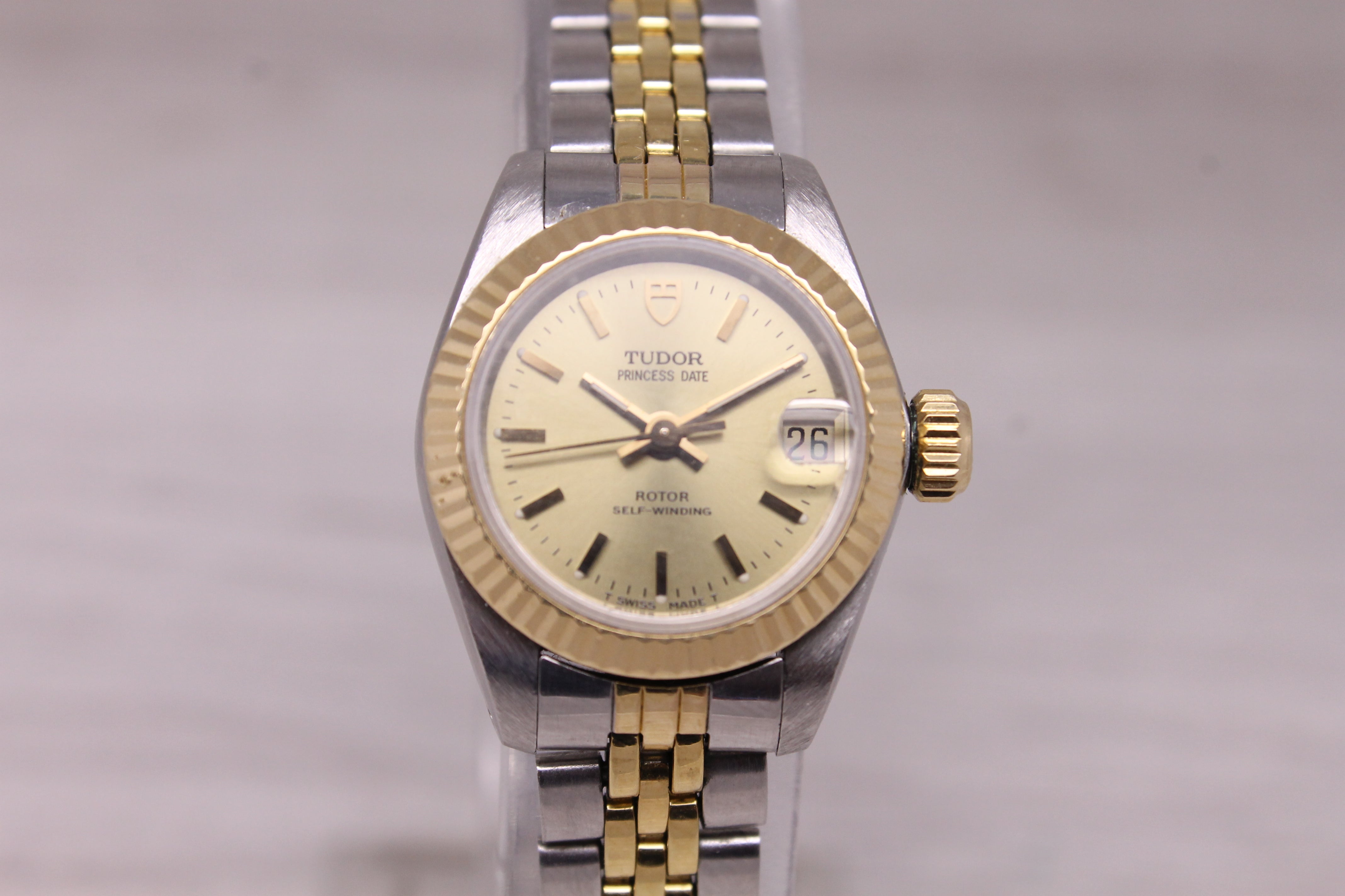 Tudor Princess Date Ladies 23mm Automatic Watch Date Fluted Two Tone 92513