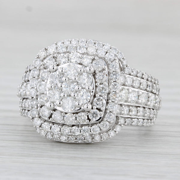2.39ctw Diamond Cluster Halo Ring 10k White Gold Size 10.5