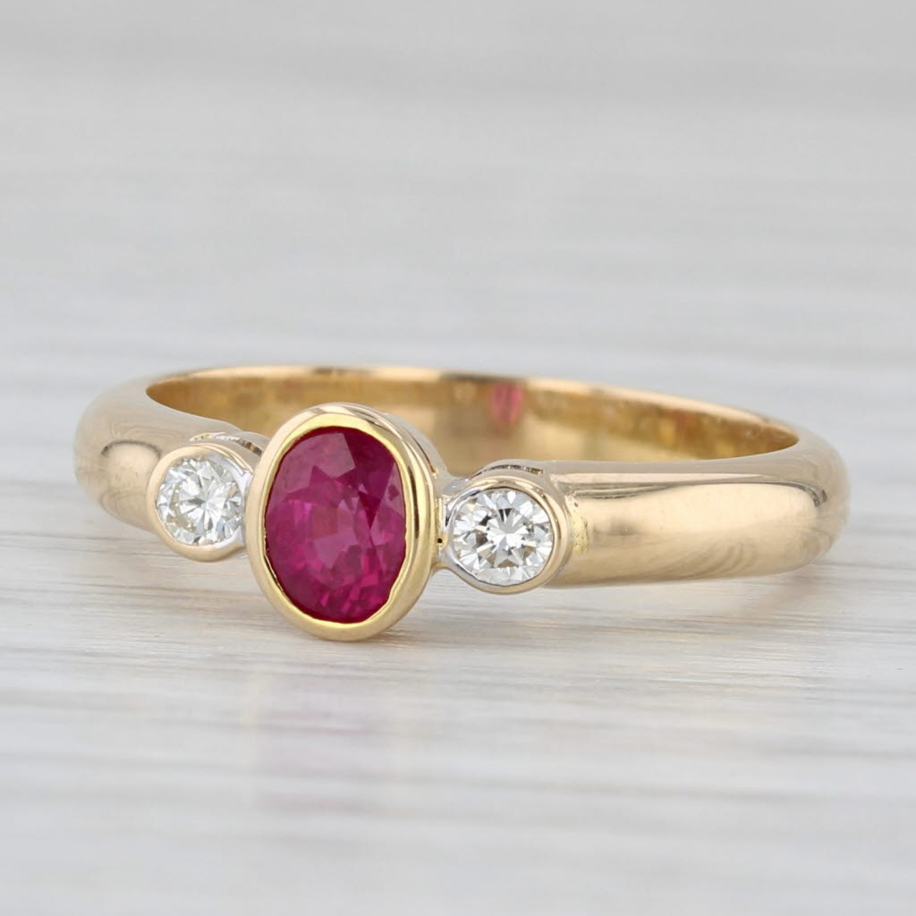0.50ctw Ruby Diamond Ring 18k Yellow Gold Size 6