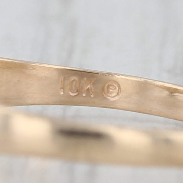 Vintage Diamond Heart Ring 10k Yellow Gold Stackable Band Size 3