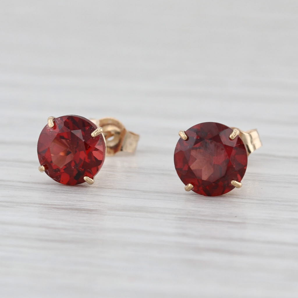 1.75ctw Garnet Stud Earrings 10k Yellow Gold Round Solitaire Studs