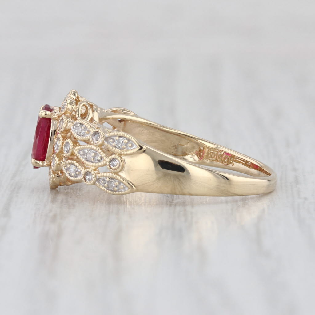 1ctw Pink Tourmaline Diamond Ring 10k Yellow Gold Size 9.25