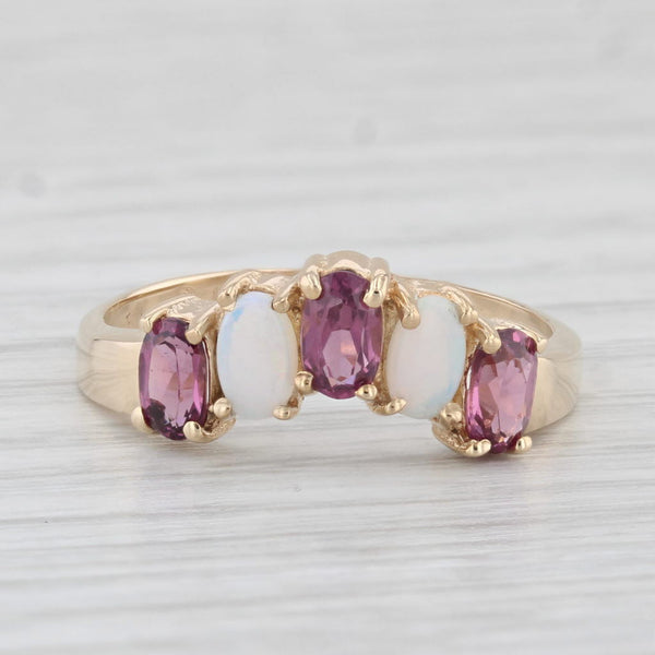 Garnet Opal Contoured V Ring 10k Yellow Gold Size 7.75 Stackable Guard