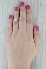 0.52ctw Round Diamond Halo Engagement Ring 14k White Gold Size 5